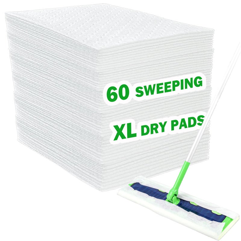 XL Dry Sweeping Cloth Refills for Swiffer Sweeper XLarge Mop XL Disposable Dry Pads Refills Pet Hair Dust Heavy Duty Dry Floor Cloth Refills for Floor Sweeping and Cleaning 60 Count
